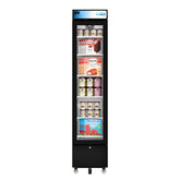 17 in. Slim Commercial Merchandiser Freezer with Manual Defrost, 6.5 Cu. Ft. Capacity, ETL Listed in Black (KM-MDF-17S)